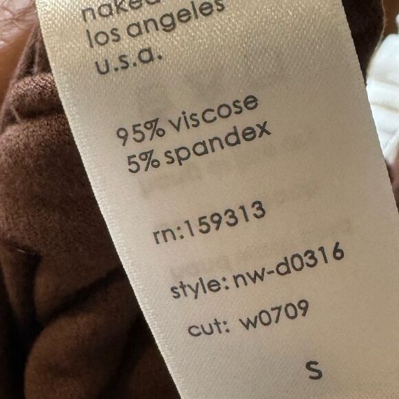 Naked Wardrobe Chocolate Brown Sculpt Mock Neck Long Sleeve Midi Bodycon Dress - Picture 5 of 5